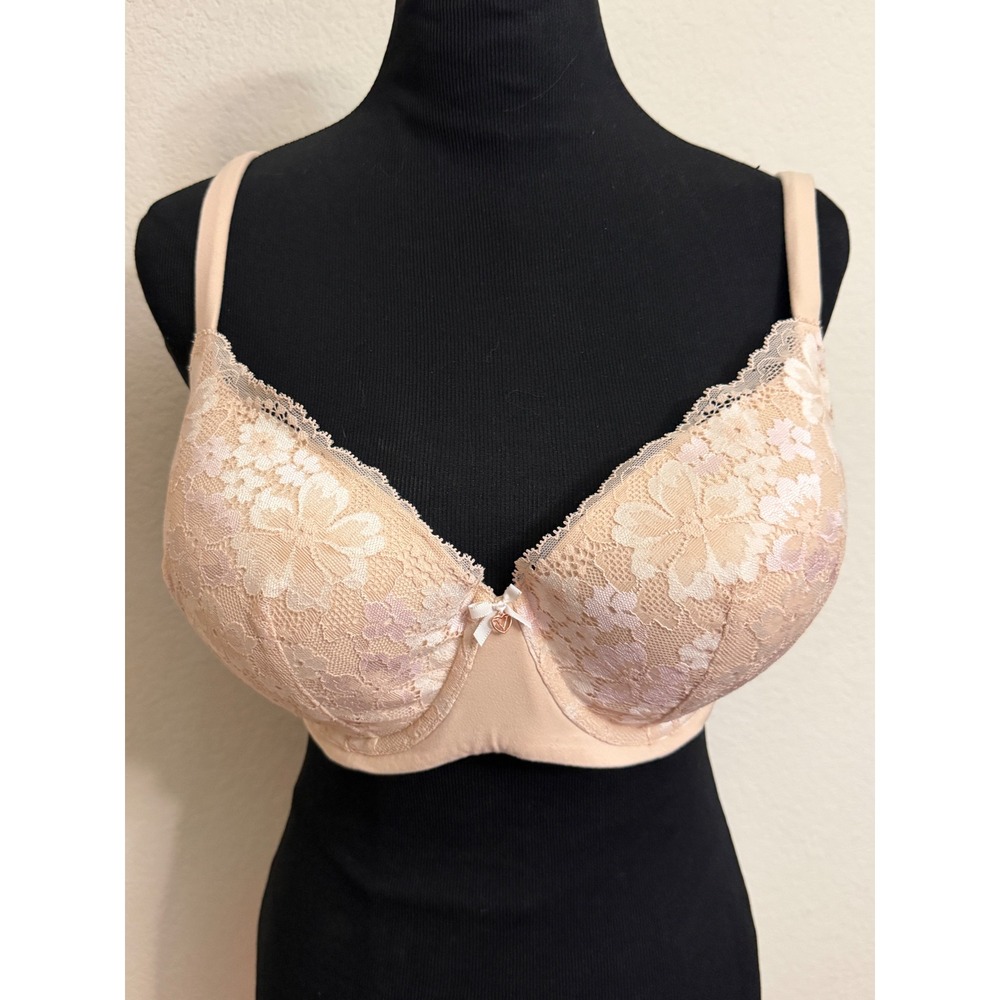 Victoria's Secret Body by Victoria Lined Demi Bra Nude Floral Lace 36DDD F80